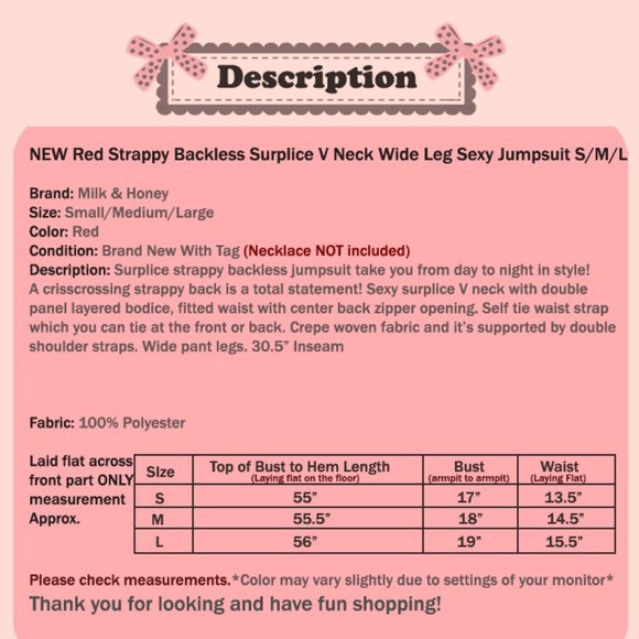 Red Crisscross Strap Backless Sexy V Neck Jumpsuit - Picture 9 of 9